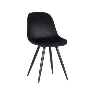 Eetkamerstoel Capri - Zwart - Velvet - Zwart Metalen Frame 18063904