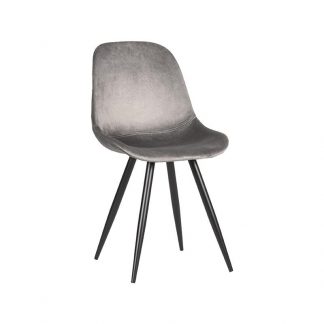Eetkamerstoel Capri - Grijs - Velvet - Zwart Metalen Frame 18063902