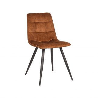 Eetkamerstoel Jelt - Oker - Velvet - Zwart Metalen Frame 180100097