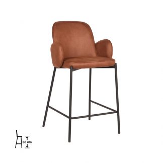 Barkruk Jari - Cognac - Microvezel - Laag 180100067