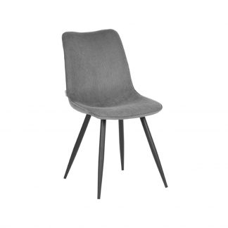 Eetkamerstoel Jort - Donkergrijs - Ribcord - Zwart Metalen Frame 18099480