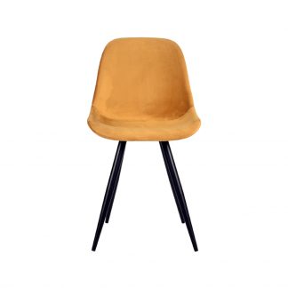Eetkamerstoel Capri - Oker - Velvet - Zwart Metalen Frame 18099952