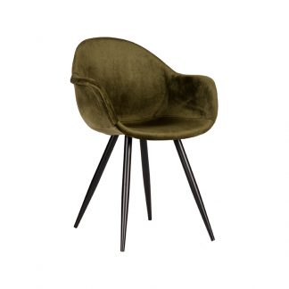 Eetkamerstoel Forli - Army - Velvet - Zwart Metalen Frame 18063891