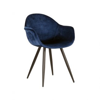 Eetkamerstoel Forli - Blauw - Velvet - Zwart Metalen Frame 18063889