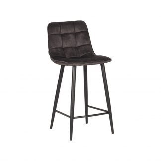 Barkruk Jelt - Antraciet - Velours - Laag 180100094