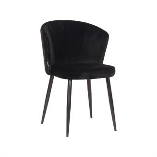 Eetkamerstoel Wave - Zwart - Velvet - Zwart Metalen Frame 18094410