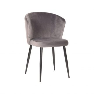 Eetkamerstoel Wave - Grijs - Velvet - Zwart Metalen Frame 18094408