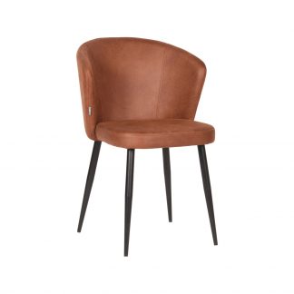 Eetkamerstoel Wave - Cognac - Kunstleder - Zwart Metalen Frame 18094411