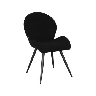 Eetkamerstoel Sky - Zwart - Teddy - Zwart Metalen Frame 18010895