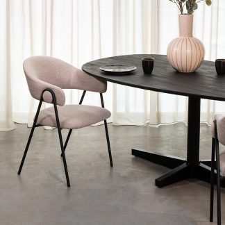 Eetkamerstoel Lowen - Naturel - Boucle - Zwart Metalen Frame 180100322