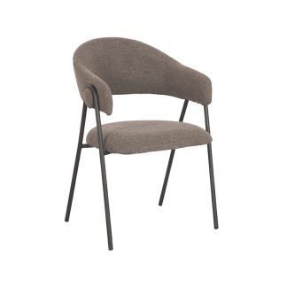 Eetkamerstoel Lowen - Bruin - Boucle - Zwart Metalen Frame 180100321