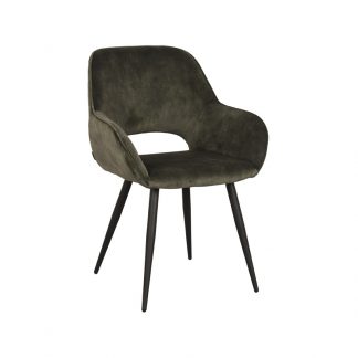 Eetkamerstoel Fer - Hunter - Velvet - Zwart Metalen Frame 18094366