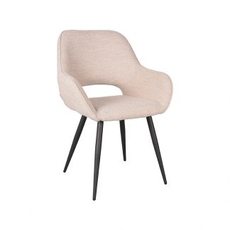 Eetkamerstoel Fer - Naturel - Boucle - Zwart Metalen Frame 180100265