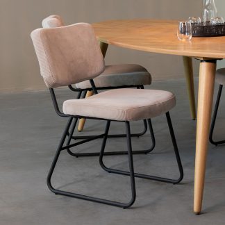 Eetkamerstoel Noah - Naturel - Ribcord - Zwart Metalen Frame 18099338