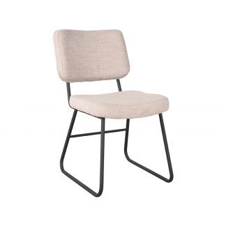 Eetkamerstoel Noah - Naturel - Boucle - Zwart Metalen Frame 18099336