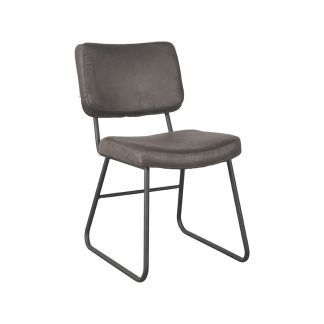 Eetkamerstoel Noah - Antraciet - Kunstleder - Zwart Metalen Frame 180100301