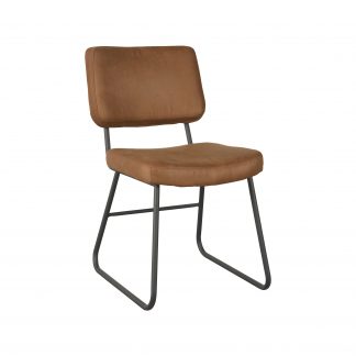 Eetkamerstoel Noah - Cognac - Kunstleder - Zwart Metalen Frame 180100302