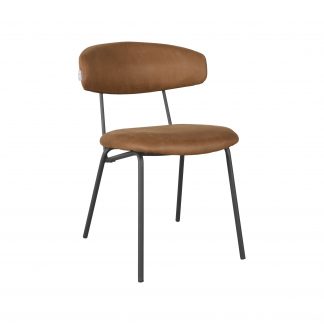 Eetkamerstoel Zack - Cognac - Kunstleder - Zwart Metalen Frame 18094424