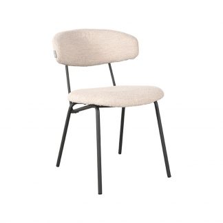 Eetkamerstoel Zack - Naturel - Boucle - Zwart Metalen Frame 180100268
