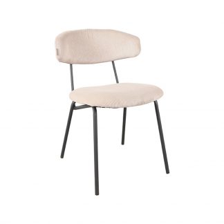 Eetkamerstoel Zack - Naturel - Ribcord - Zwart Metalen Frame 18099354