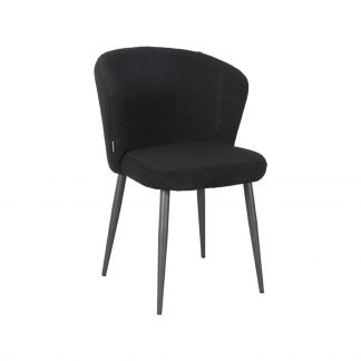 Eetkamerstoel Whirl - Zwart - Teddy - Zwart Metalen Frame 18094406