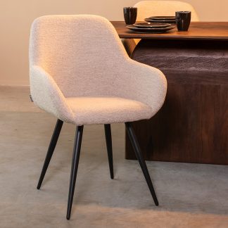 Eetkamerstoel Fender - Naturel - Boucle - Zwart Metalen Frame 18094361