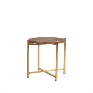 Bijzettafel Dox - Espresso - Mangohout - 40 cm Goud 180123000