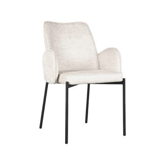 Eetkamerstoel Joni - Creme - Chenille - Zwart Metalen Frame 180123162