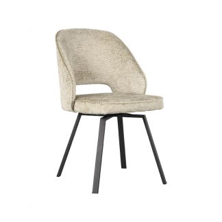 Eetkamerstoel Lewis - Beige - Chenille - Zwart Metalen Frame 180123160