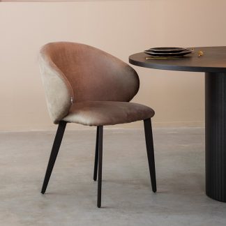 Eetkamerstoel Logan - Taupe - Kunstleder - Zwart Metalen Frame 180123155