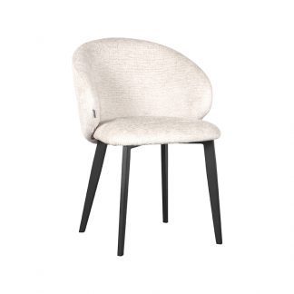 Eetkamerstoel Logan - Creme - Chenille - Zwart Metalen Frame 180123156
