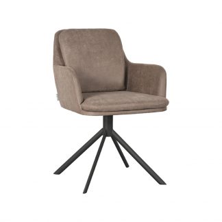 Eetkamerstoel Joy - Taupe - Kunstleder - Zwart Metalen Frame 180122566