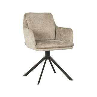 Eetkamerstoel Joy - Beige - Chenille - Zwart Metalen Frame 180122568