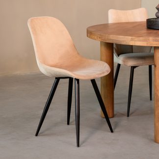 Eetkamerstoel Capri - Zand - Velvet - Zwart Metalen Frame 180122565