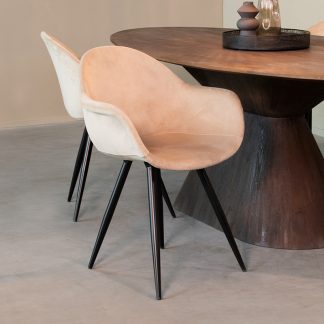Eetkamerstoel Forli - Zand - Velvet - Zwart Metalen Frame 180122558