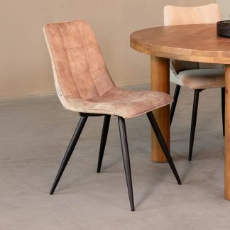 Eetkamerstoel Jelt - Zand - Velvet - Zwart Metalen Frame 180122529