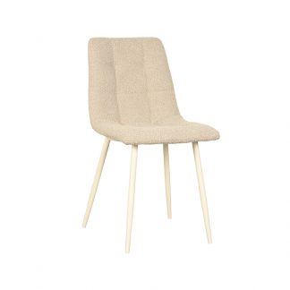 Eetkamerstoel Nino - Zand - Boucle - Wit Metalen Frame 180122494