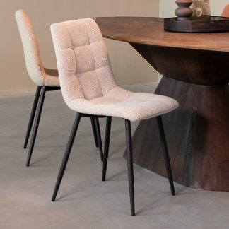 Eetkamerstoel Juul - Champagne - Boucle - Zwart Metalen Frame 180122492
