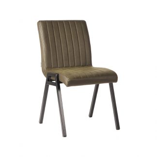 Eetkamerstoel Matz - Army - Kunstleder - Zwart Metalen Frame 18011020