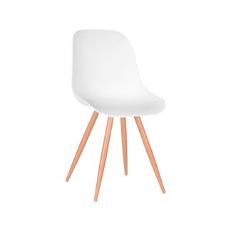 Eetkamerstoel Rimini - Wit - PP - Naturel Houtlook Frame 18011451