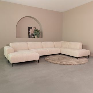 Bank Merido - Naturel Raven | Zwart Metaal - Velvet - U-Bank Rechts 180154474