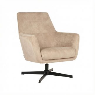 Fauteuil Toby - Naturel - Fluweel - Zwart Metalen Frame 180122735