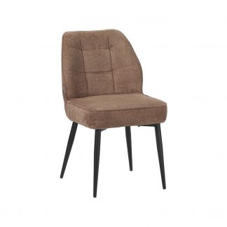 Eetkamerstoel Liam - Taupe - Geweven - Zwart Metalen Frame 180154522