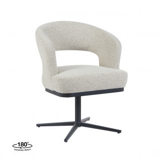 Eetkamerstoel Monaco - Naturel - Boucle - Zwart Metalen Frame 180154527
