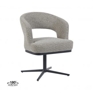 Eetkamerstoel Monaco - Mushroom - Boucle - Zwart Metalen Frame 180154525