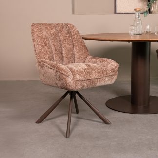 Eetkamerstoel Reims - Taupe - Chenille - Brons Metalen Frame 180154203