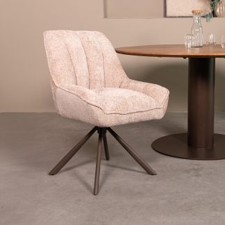Eetkamerstoel Reims - Naturel - Chenille - Brons Metalen Frame 180154204