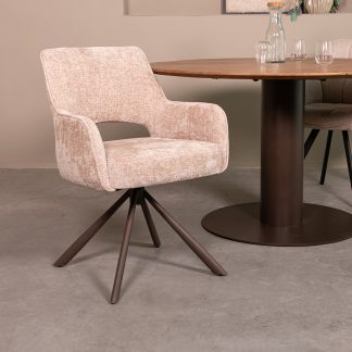 Eetkamerstoel Bergerac - Naturel - Chenille - Brons Metalen Frame 180154207