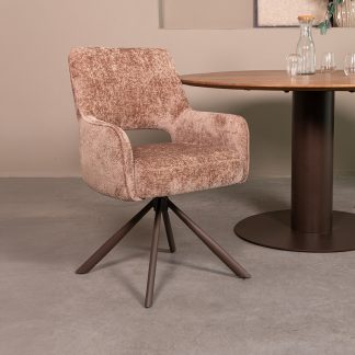Eetkamerstoel Bergerac - Taupe - Chenille - Brons Metalen Frame 180154206