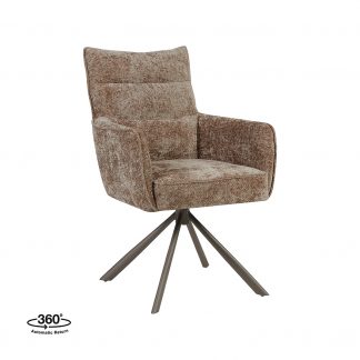 Eetkamerstoel Dubai - Taupe - Chenille - Brons Metalen Frame 180154519
